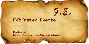 Fürster Evetke névjegykártya